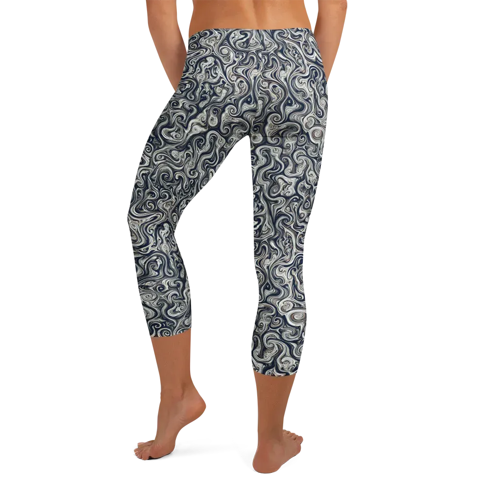 Midnight Marbling on Capri Leggings — Back