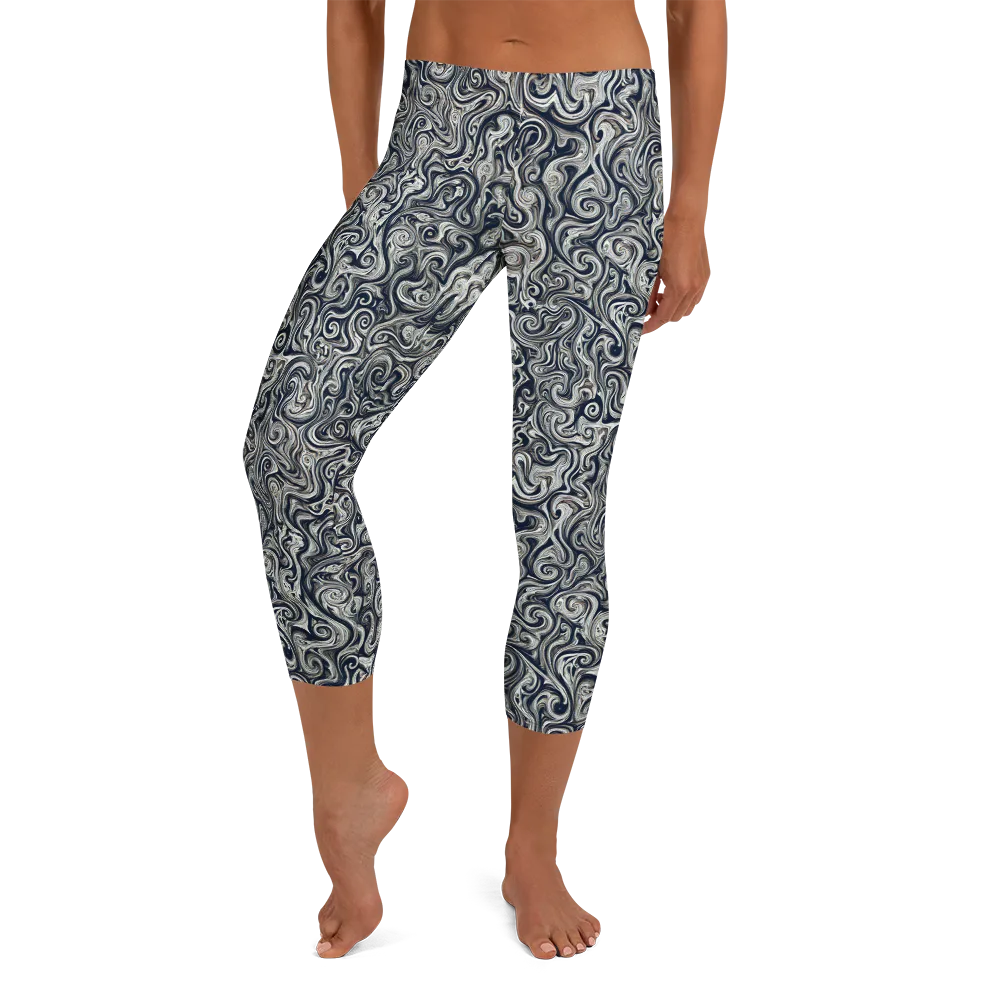 Midnight Marbling on Capri Leggings — Front