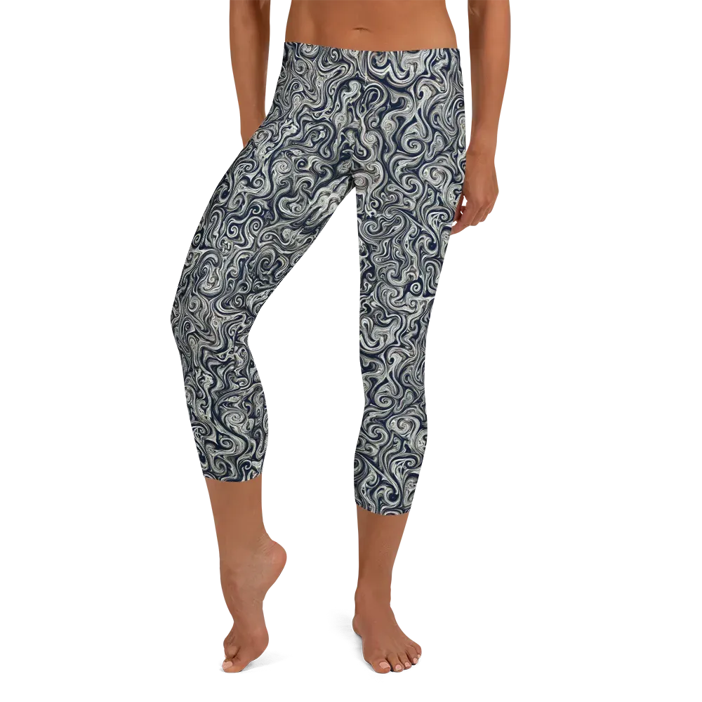 Midnight Marbling on Capri Leggings — Front