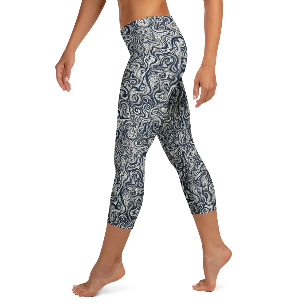 Midnight Marbling on Capri Leggings — Left