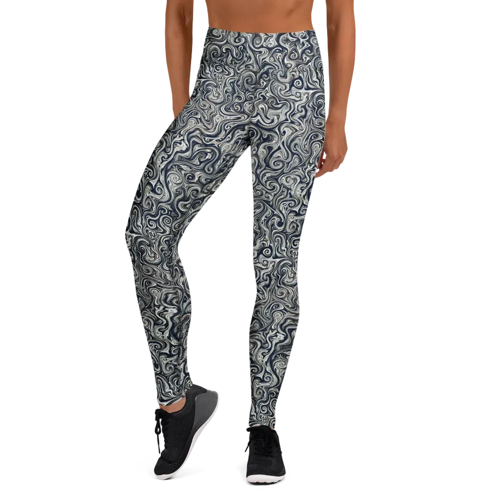 Midnight Marbling on Yoga Leggings — Front