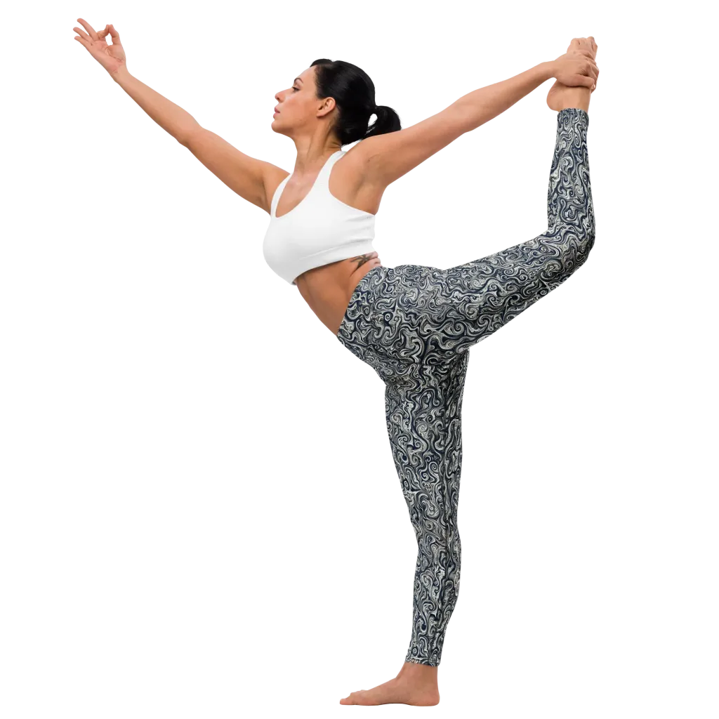 Midnight Marbling on Yoga Leggings — Front waist