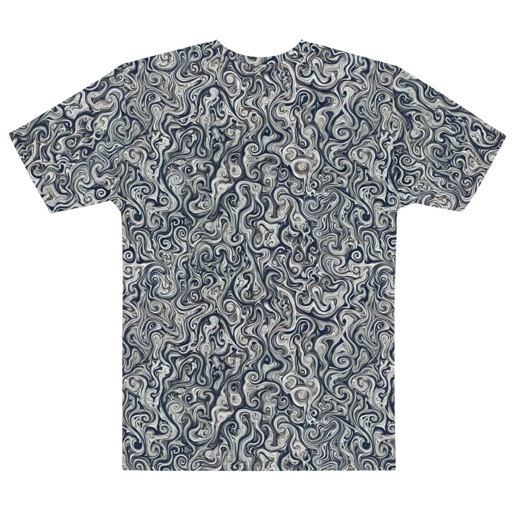 Midnight Marbling on Men's Cotton Crew Neck T-Shirt — Front print