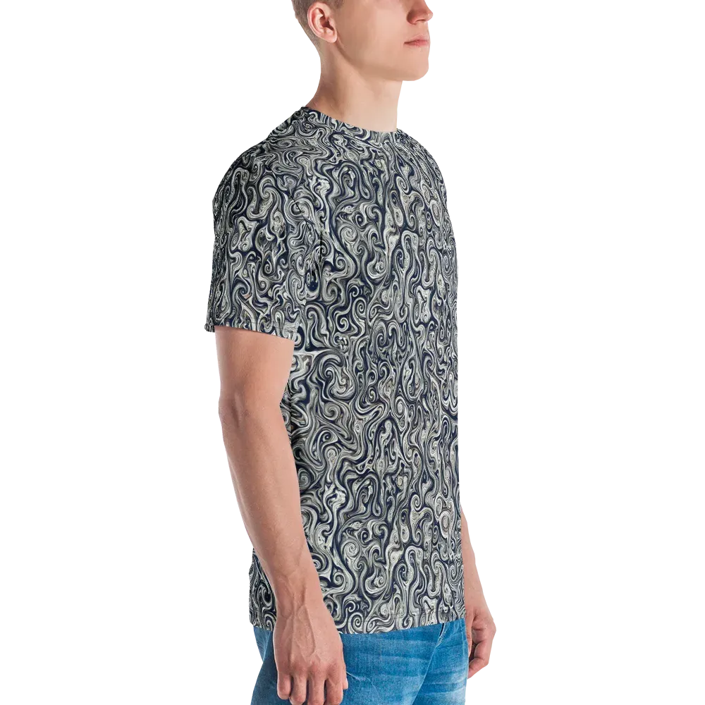 Midnight Marbling on Men's Crew Neck T-Shirt — Right