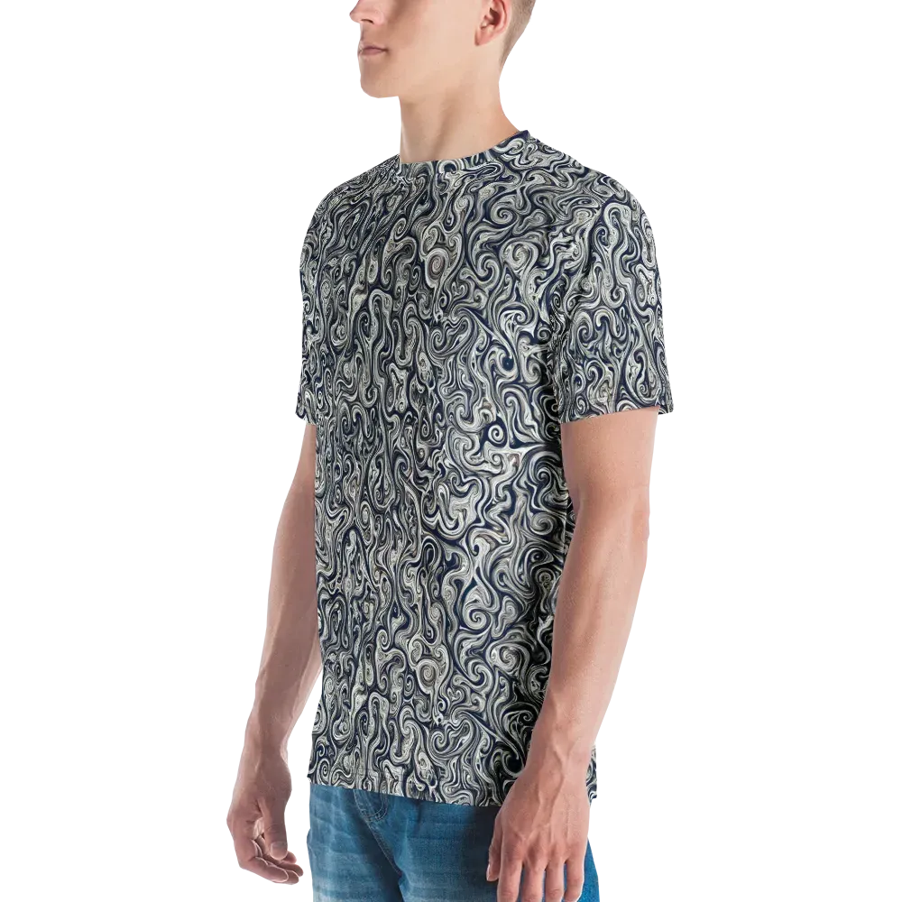 Midnight Marbling on Men's Crew Neck T-Shirt — Left