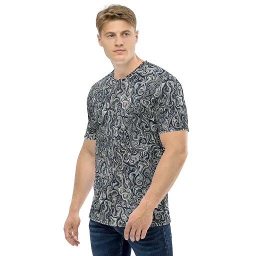 Midnight Marbling on a Men's Crew Neck T-Shirt