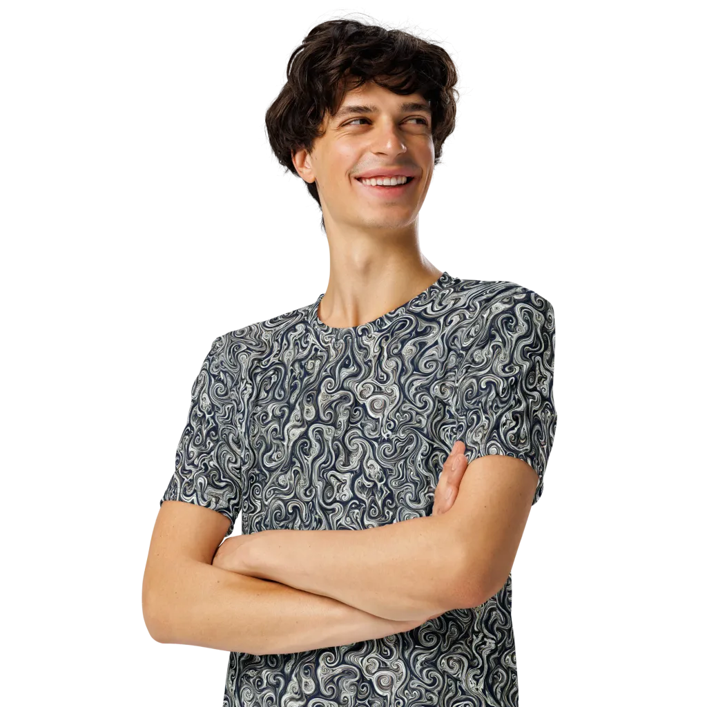 Midnight Marbling on Men's Crew Neck T-Shirt — Front print