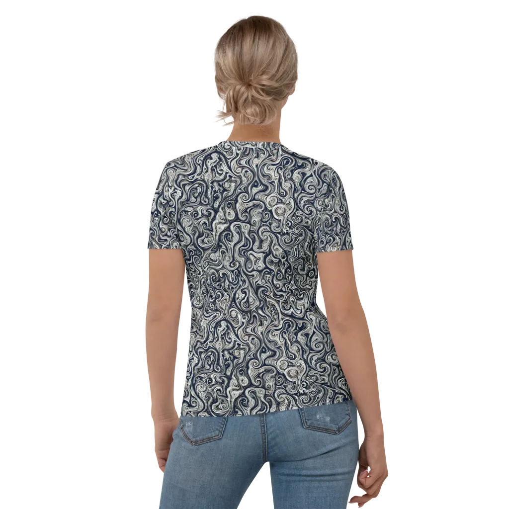 Midnight Marbling on Women's Crew Neck T-Shirt — Back