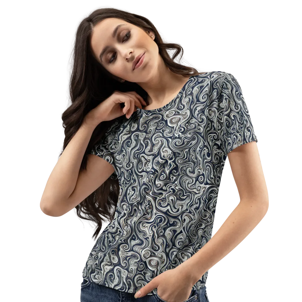 Midnight Marbling on Women's Crew Neck T-Shirt — Print file