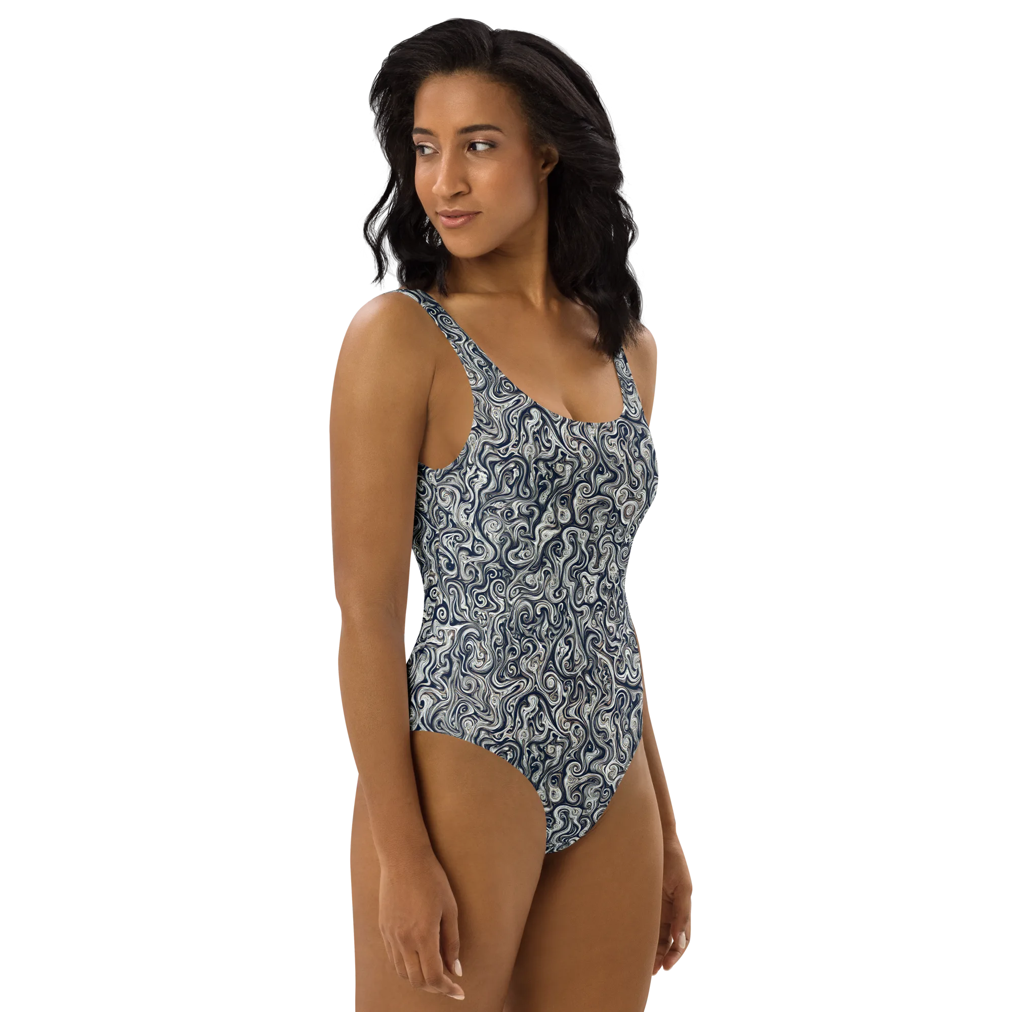 Midnight Marbling on One-Piece Swimsuit — Front print