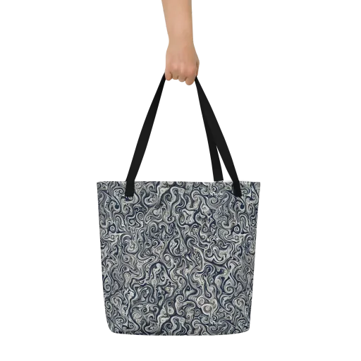 Midnight Marbling on a Large Tote Bag W/ Pocket