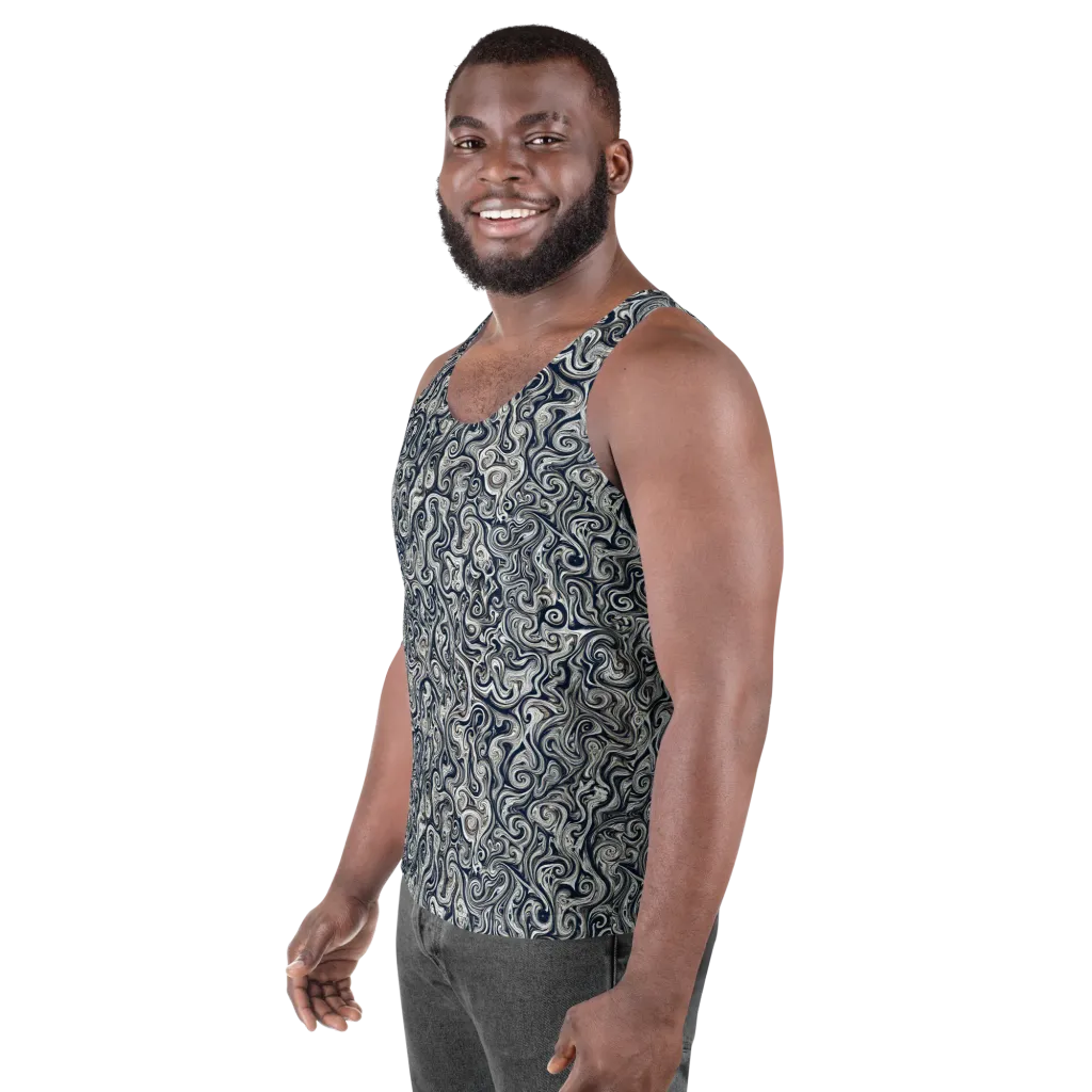 Midnight Marbling on Men's Tank Top — Left Front