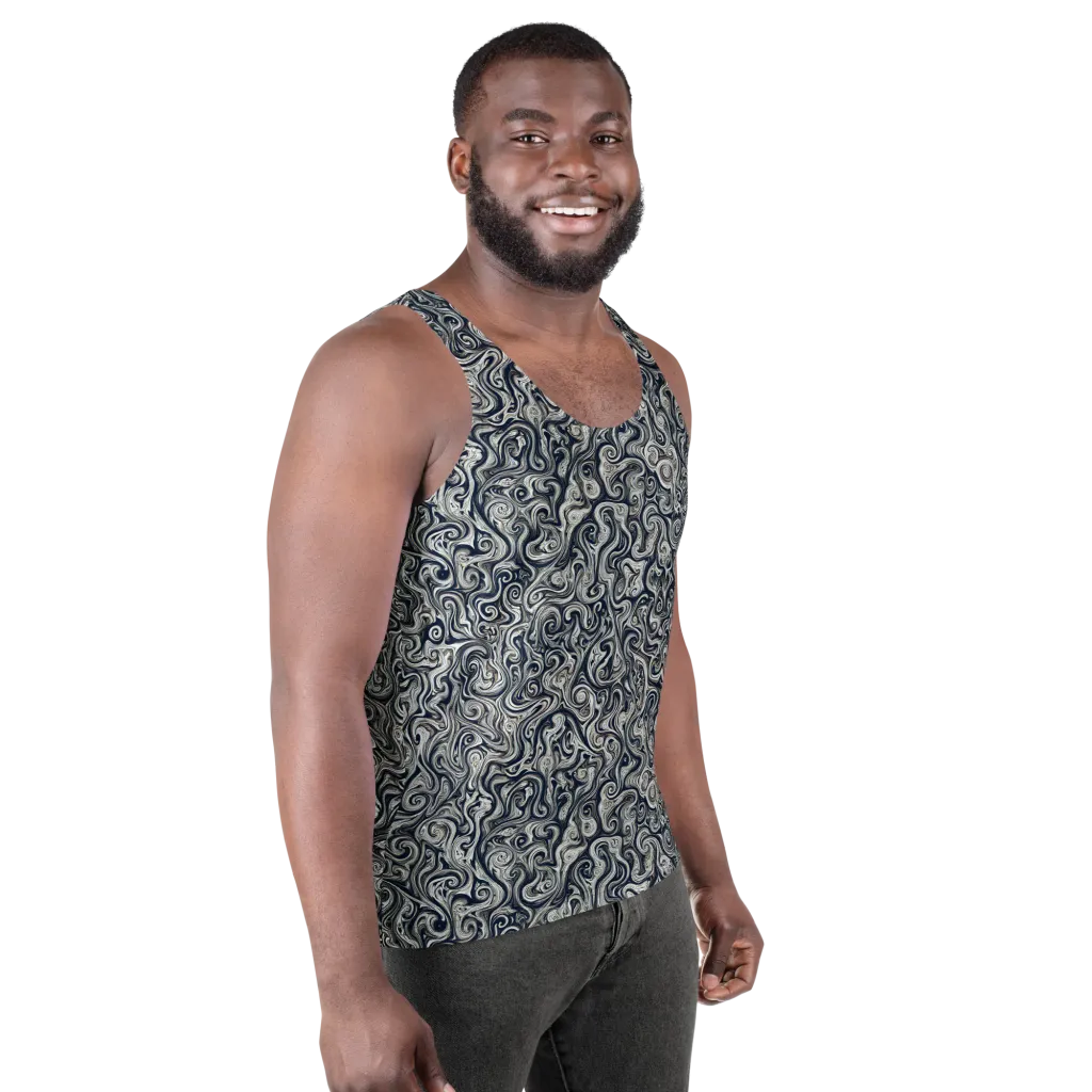 Midnight Marbling on Men's Tank Top — Right Front