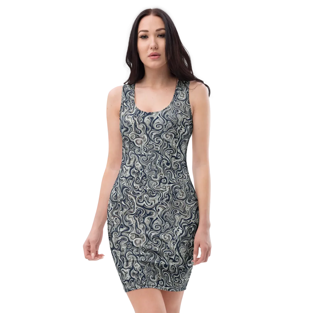 Midnight Marbling on Bodycon Dress — Front