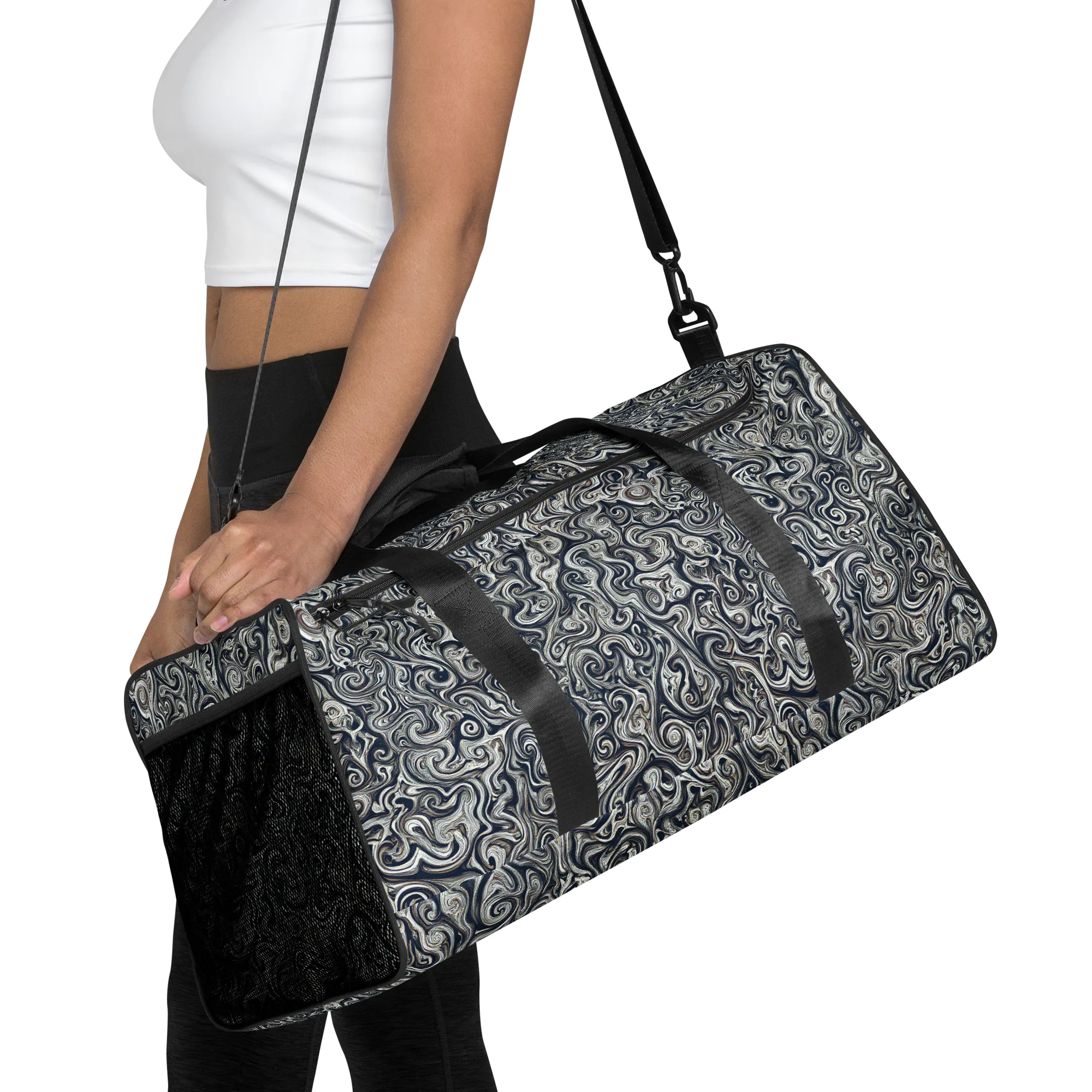 Midnight Marbling on Duffle Bag — Front