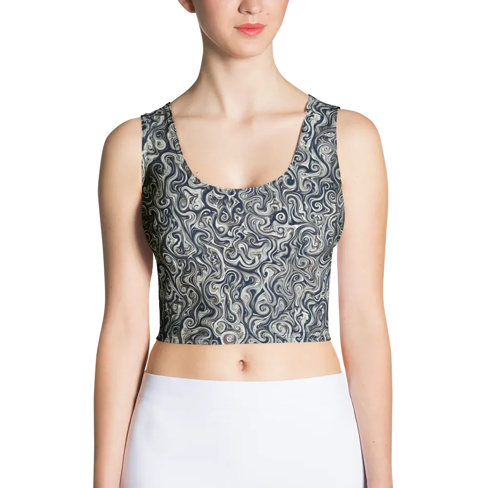 Midnight Marbling on Crop Top — Front
