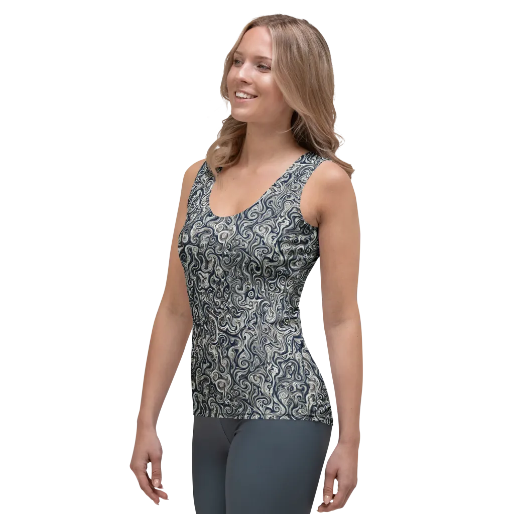 Midnight Marbling on Women's Tank Top — Left Front