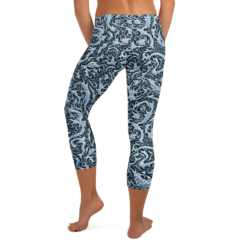 Midnight Arabesque on Capri Leggings — Back