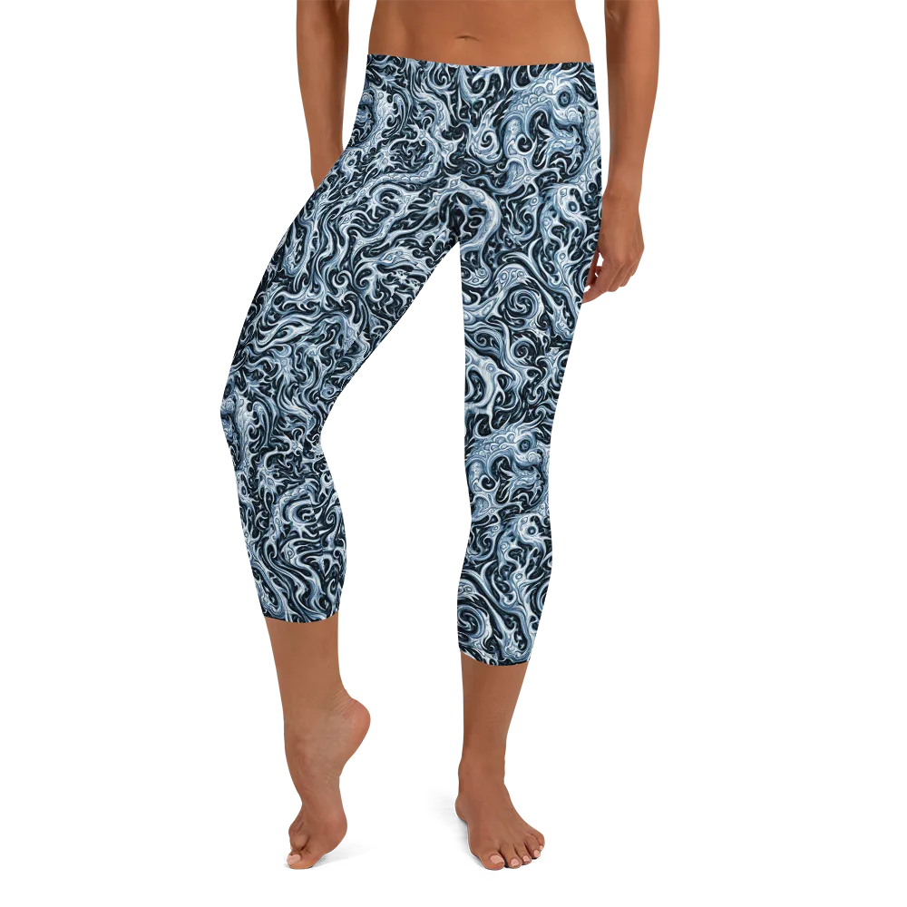 Midnight Arabesque on Capri Leggings — Front