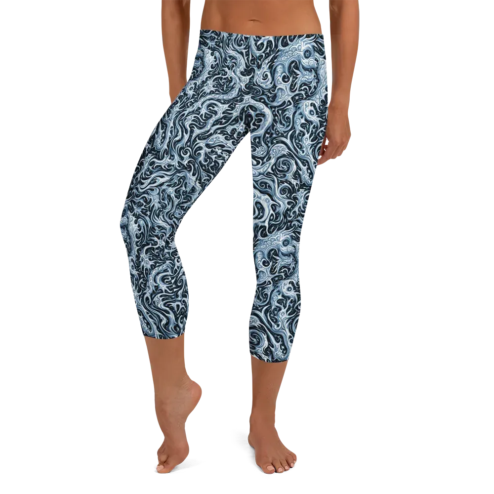 Midnight Arabesque on Capri Leggings — Front