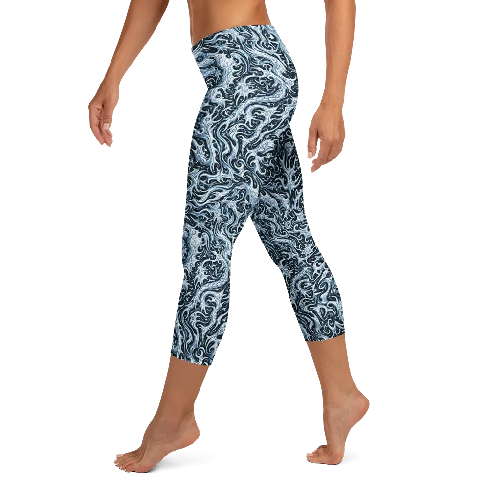 Midnight Arabesque on Capri Leggings — Left