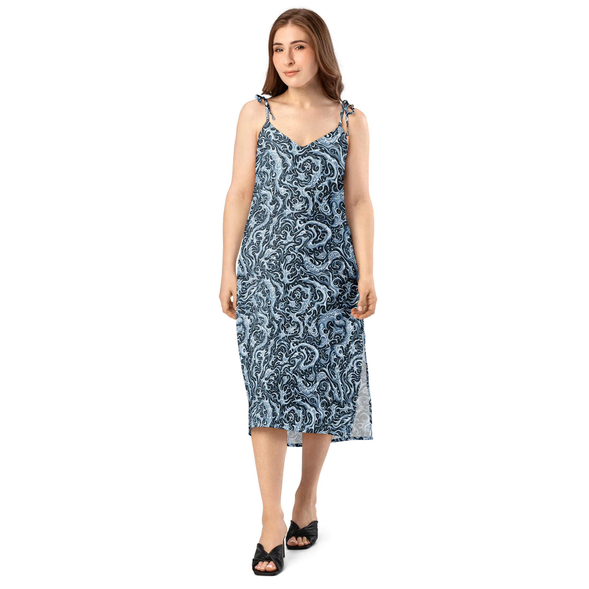 Midnight Arabesque on Slip Dress — Front