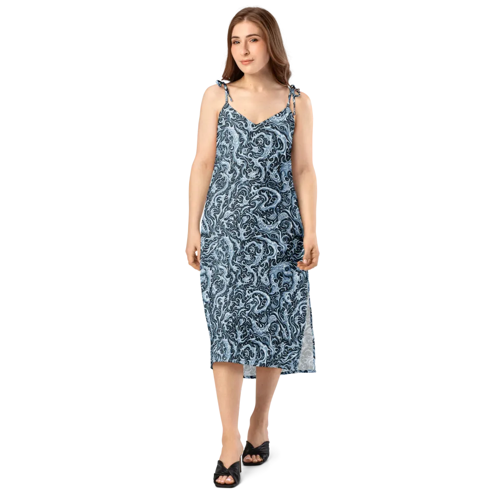 Midnight Arabesque on Slip Dress — Front