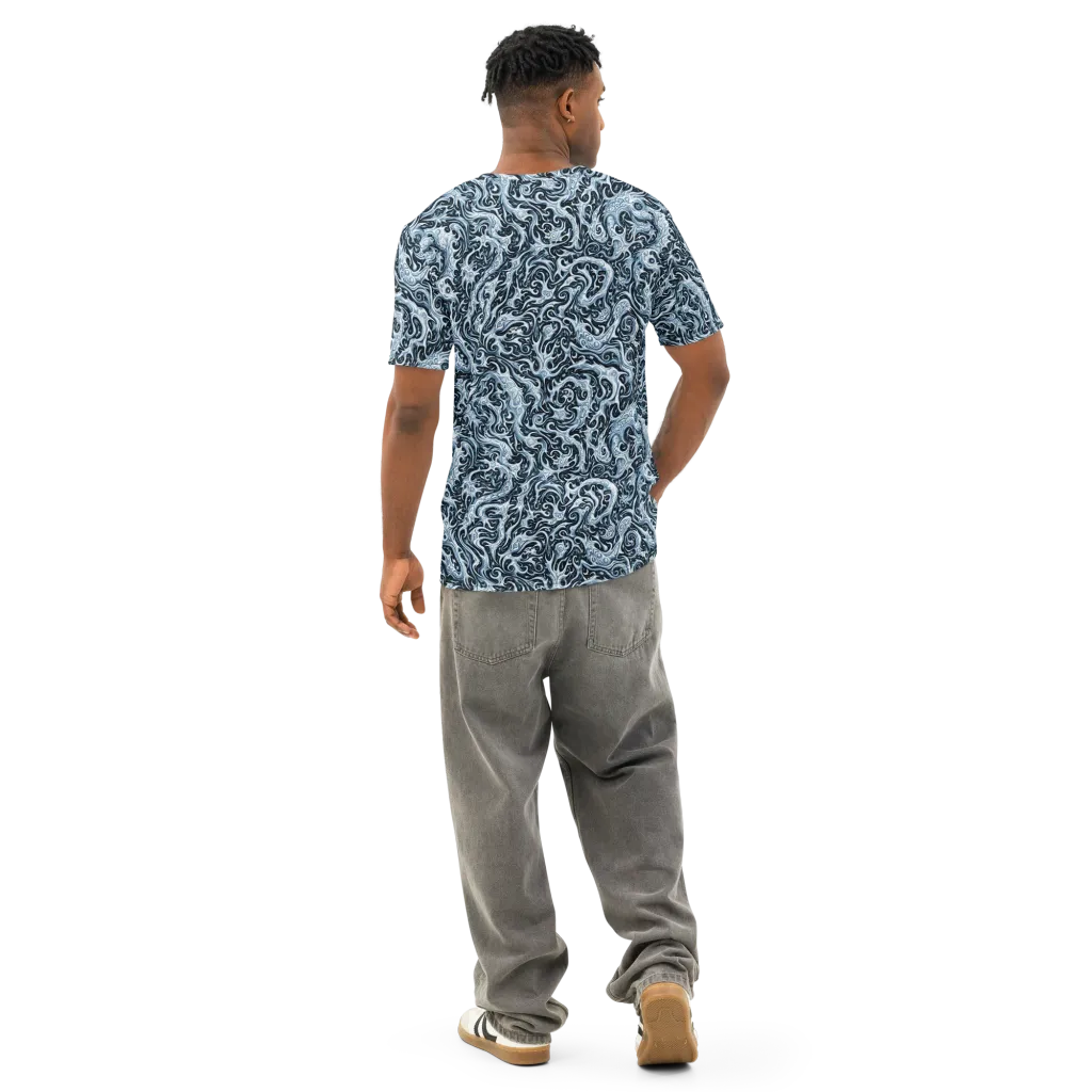 Midnight Arabesque on Men's Cotton Crew Neck T-Shirt — Back