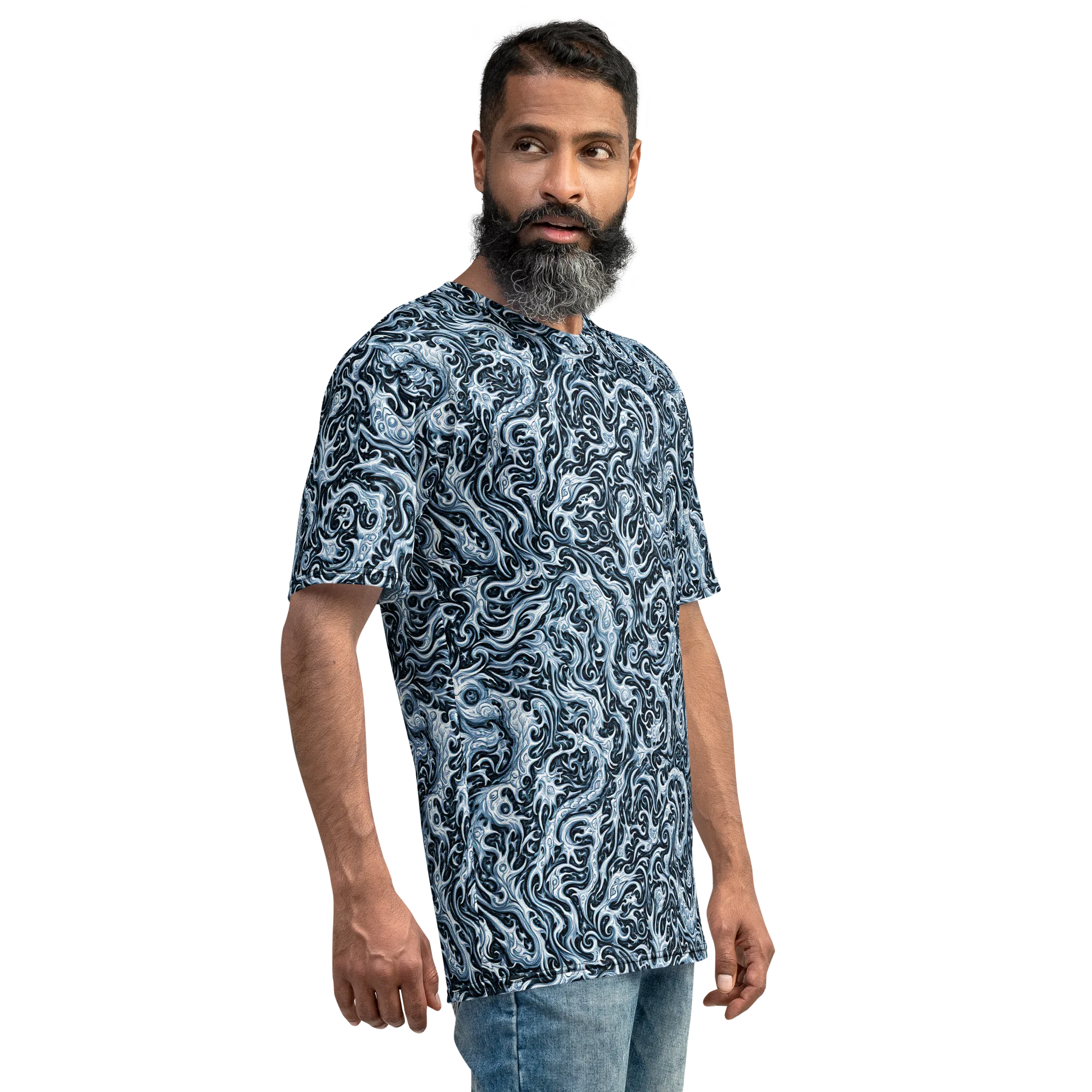 Midnight Arabesque on Men's Crew Neck T-Shirt — Right sleeve