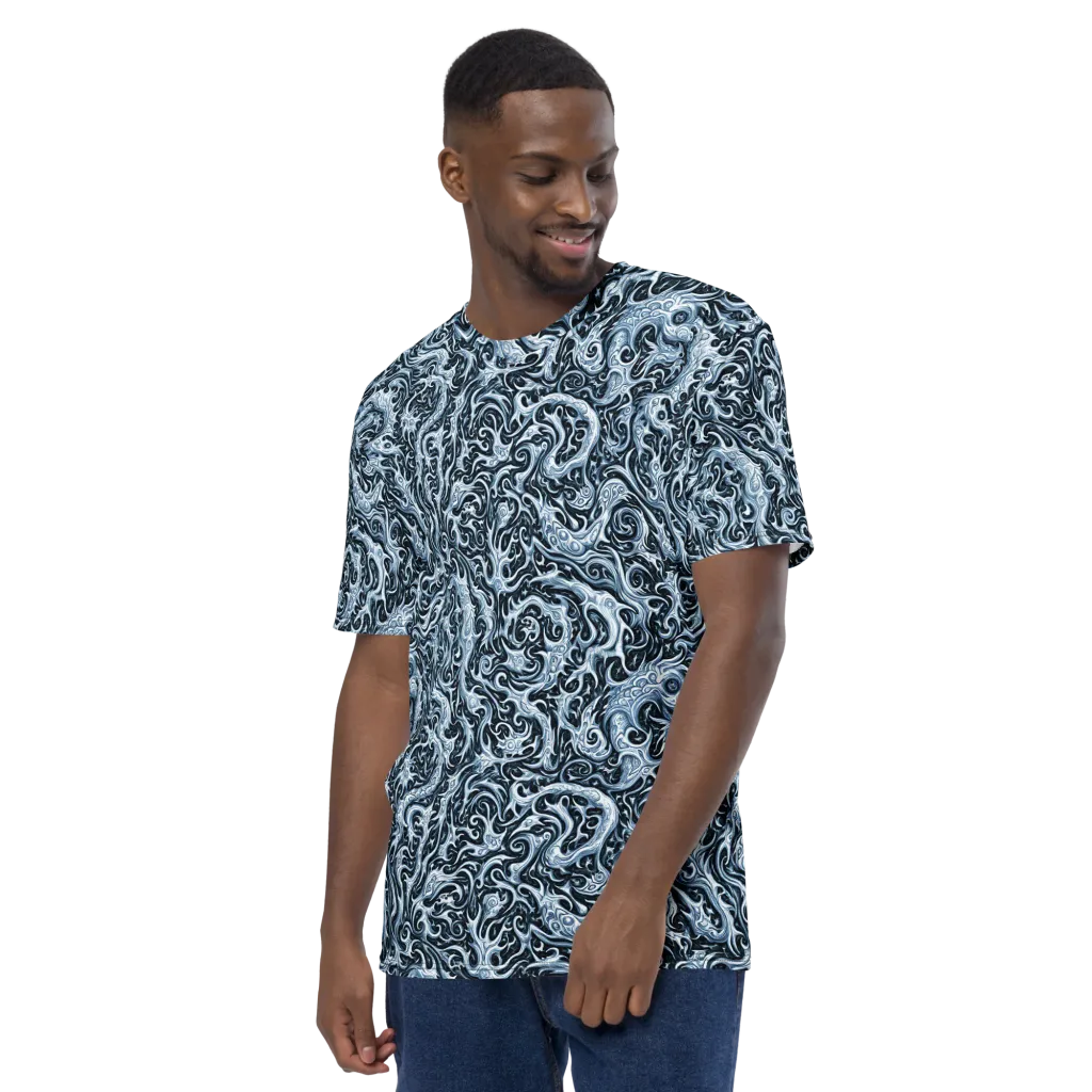 Midnight Arabesque on Men's Crew Neck T-Shirt — Left sleeve
