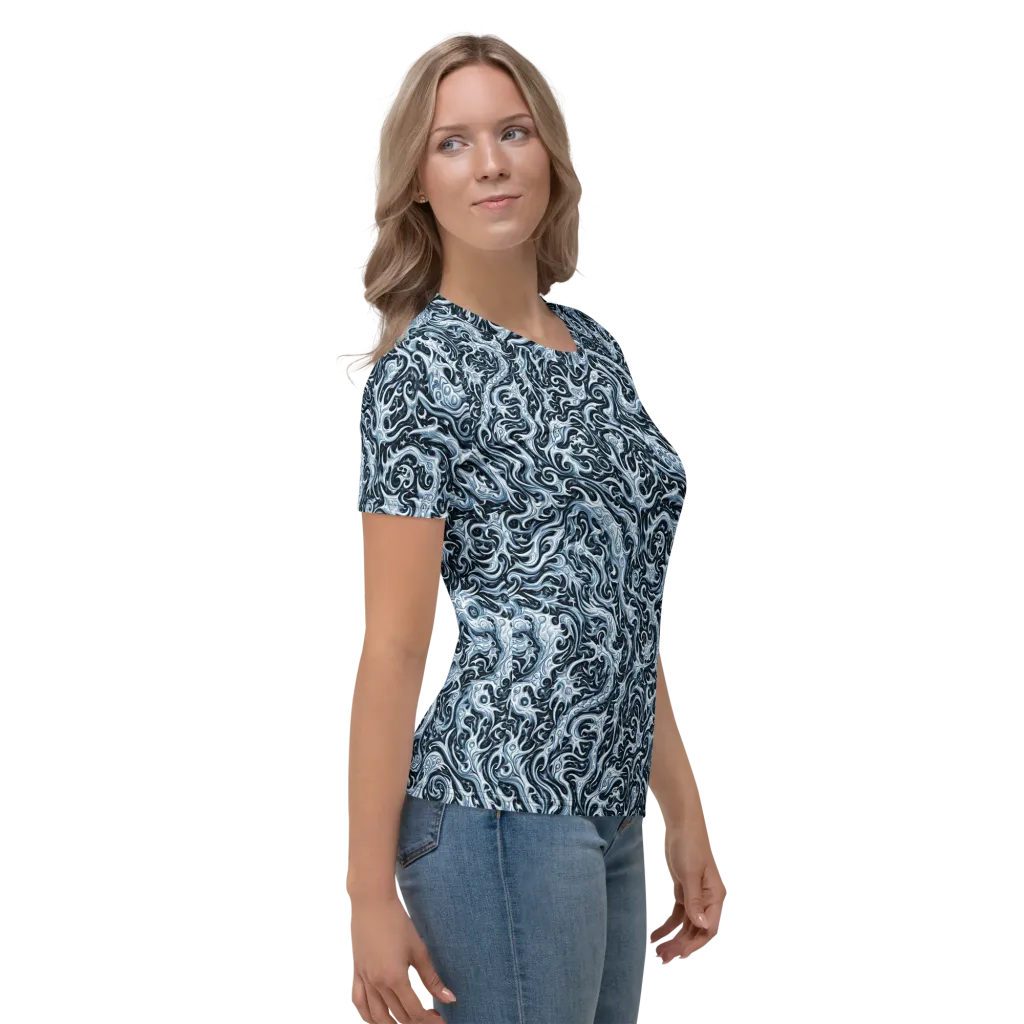 Midnight Arabesque on Women's Crew Neck T-Shirt — Right sleeve