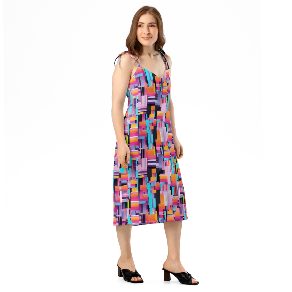 Chromatic Circuit on Slip Dress — Right Front