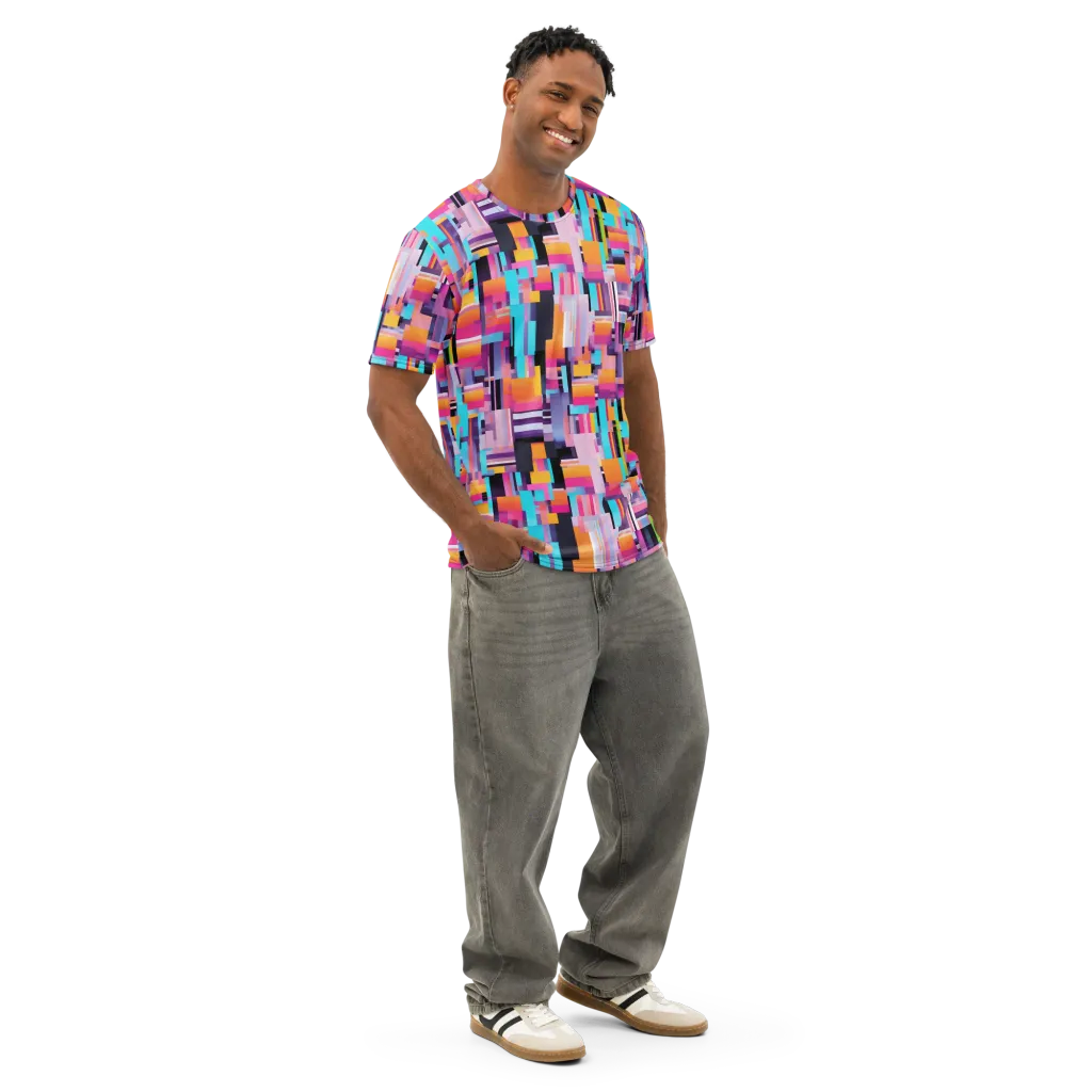 Chromatic Circuit on Men's Cotton Crew Neck T-Shirt — Right Front