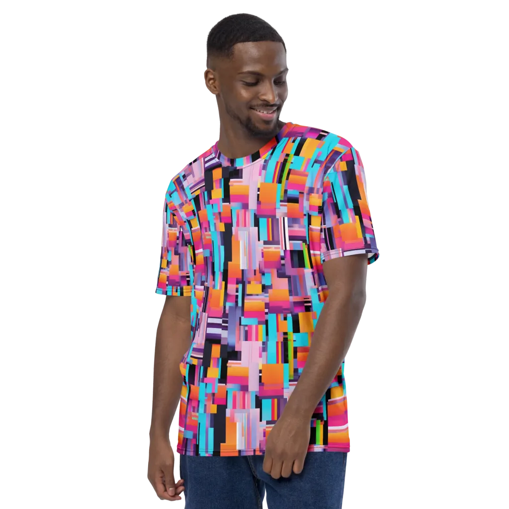 Chromatic Circuit on Men's Crew Neck T-Shirt — Left sleeve