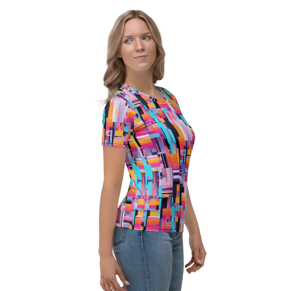 Chromatic Circuit on Women's Crew Neck T-Shirt — Right sleeve