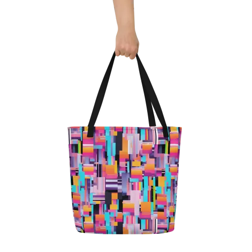 Chromatic Circuit on a Large Tote Bag W/ Pocket