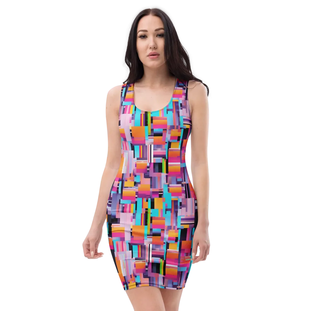 Chromatic Circuit on Bodycon Dress — Front