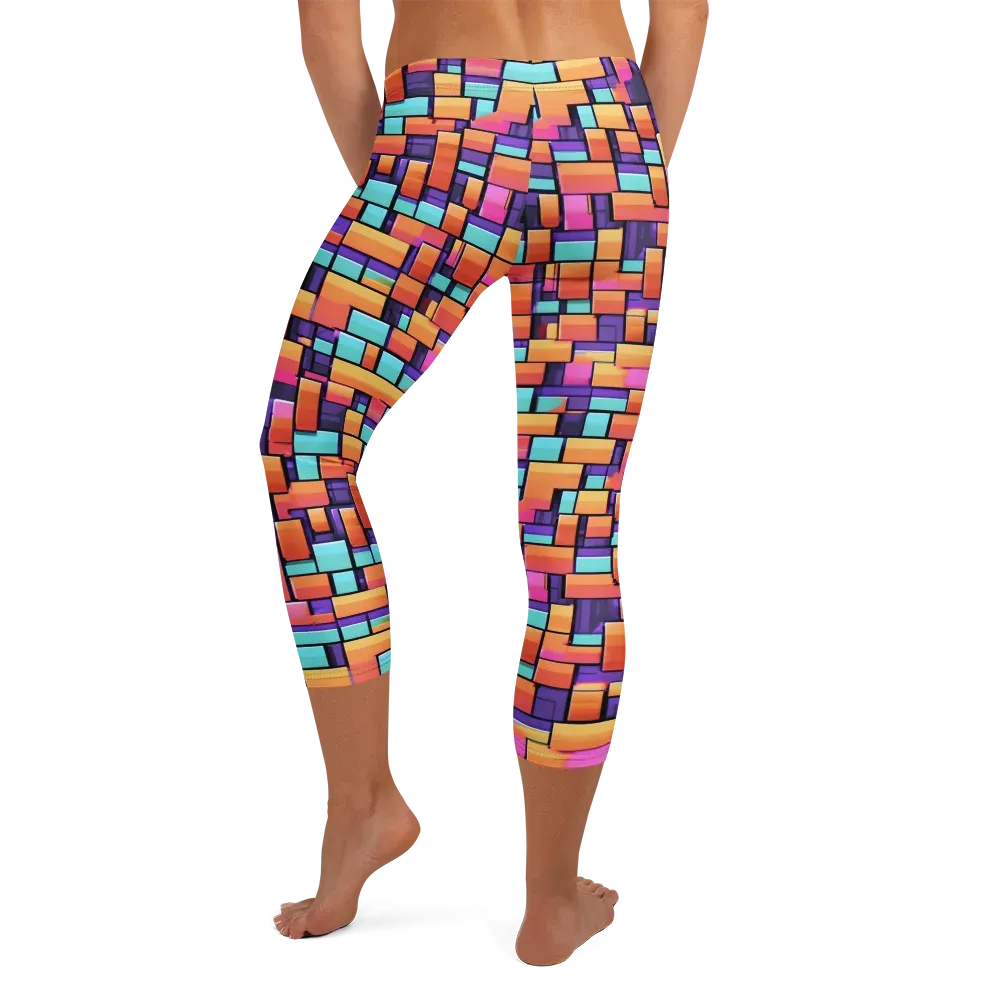 Neon Brickwork on Capri Leggings — Back