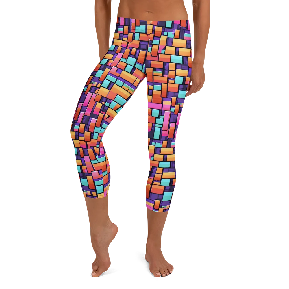 Neon Brickwork on Capri Leggings — Front