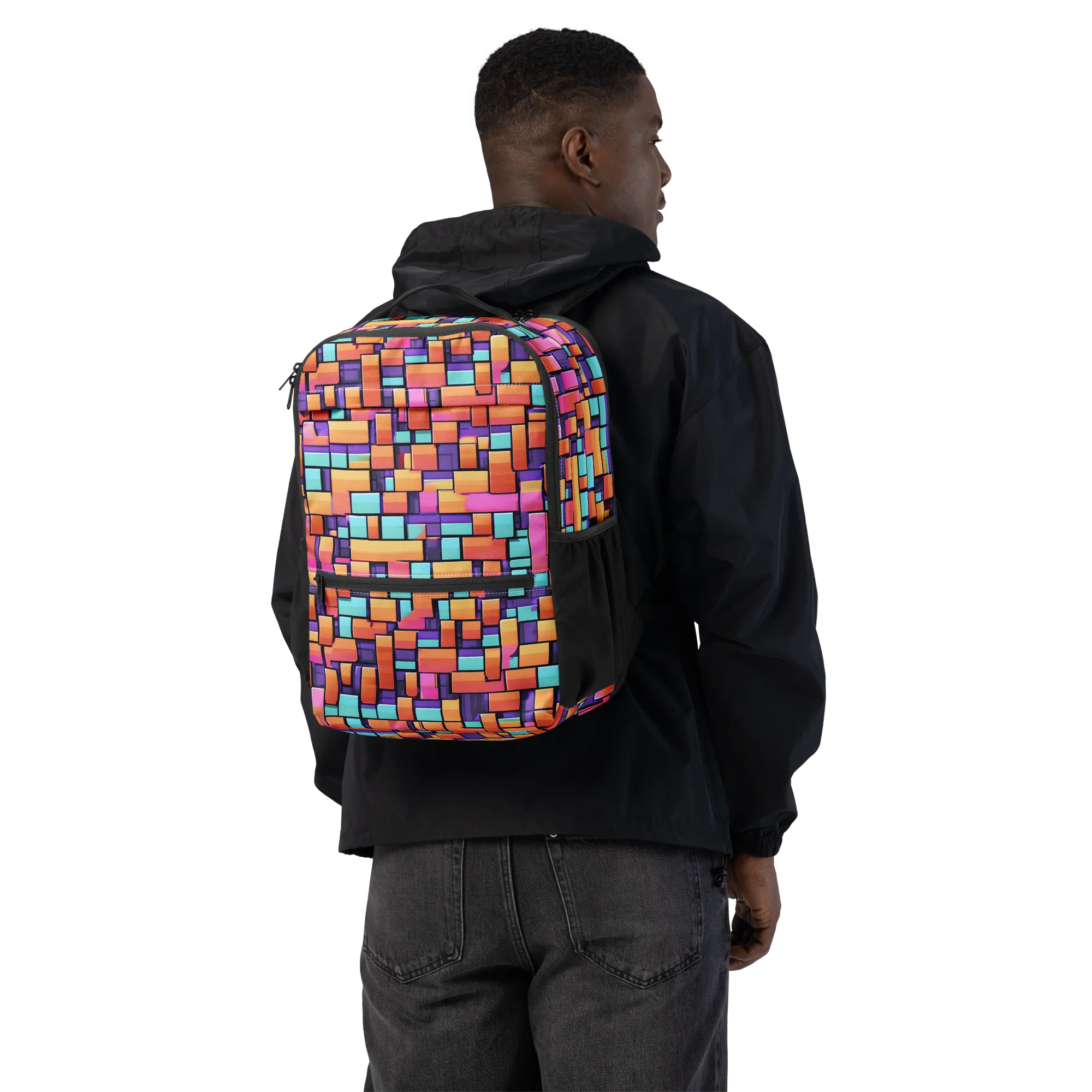 Neon Brickwork on Utility Backpack — Back