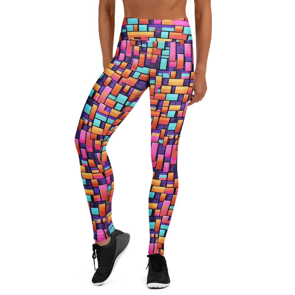 Neon Brickwork on Yoga Leggings — Front