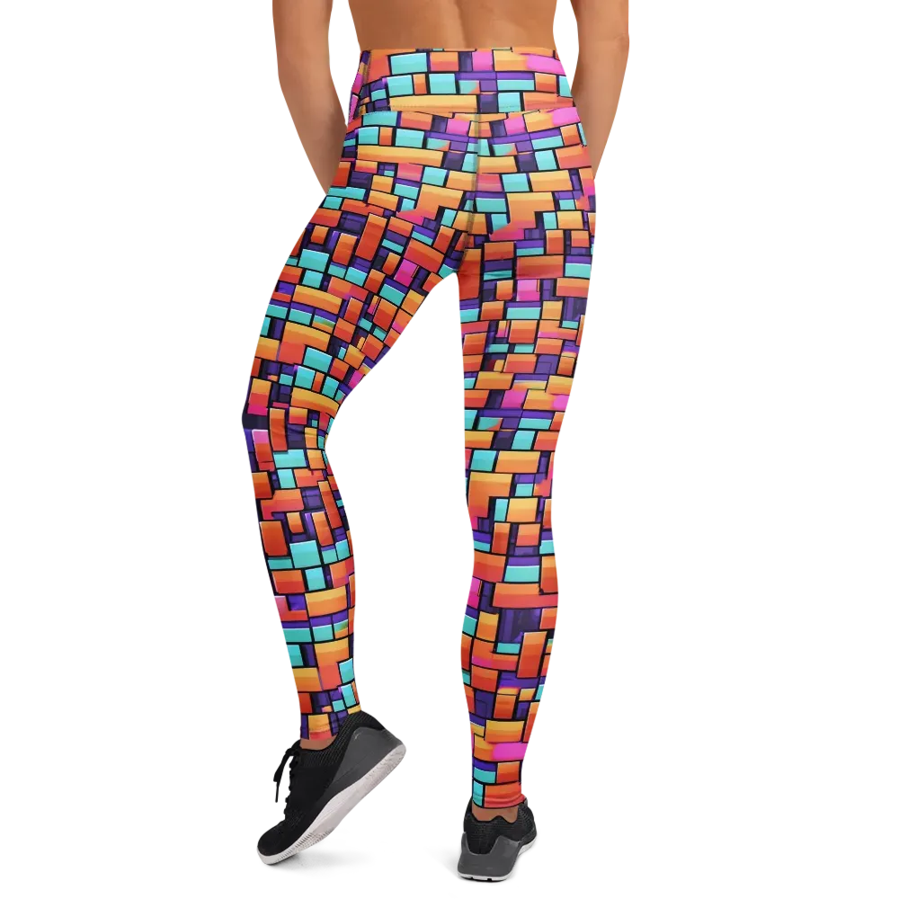 Neon Brickwork on Yoga Leggings — Back