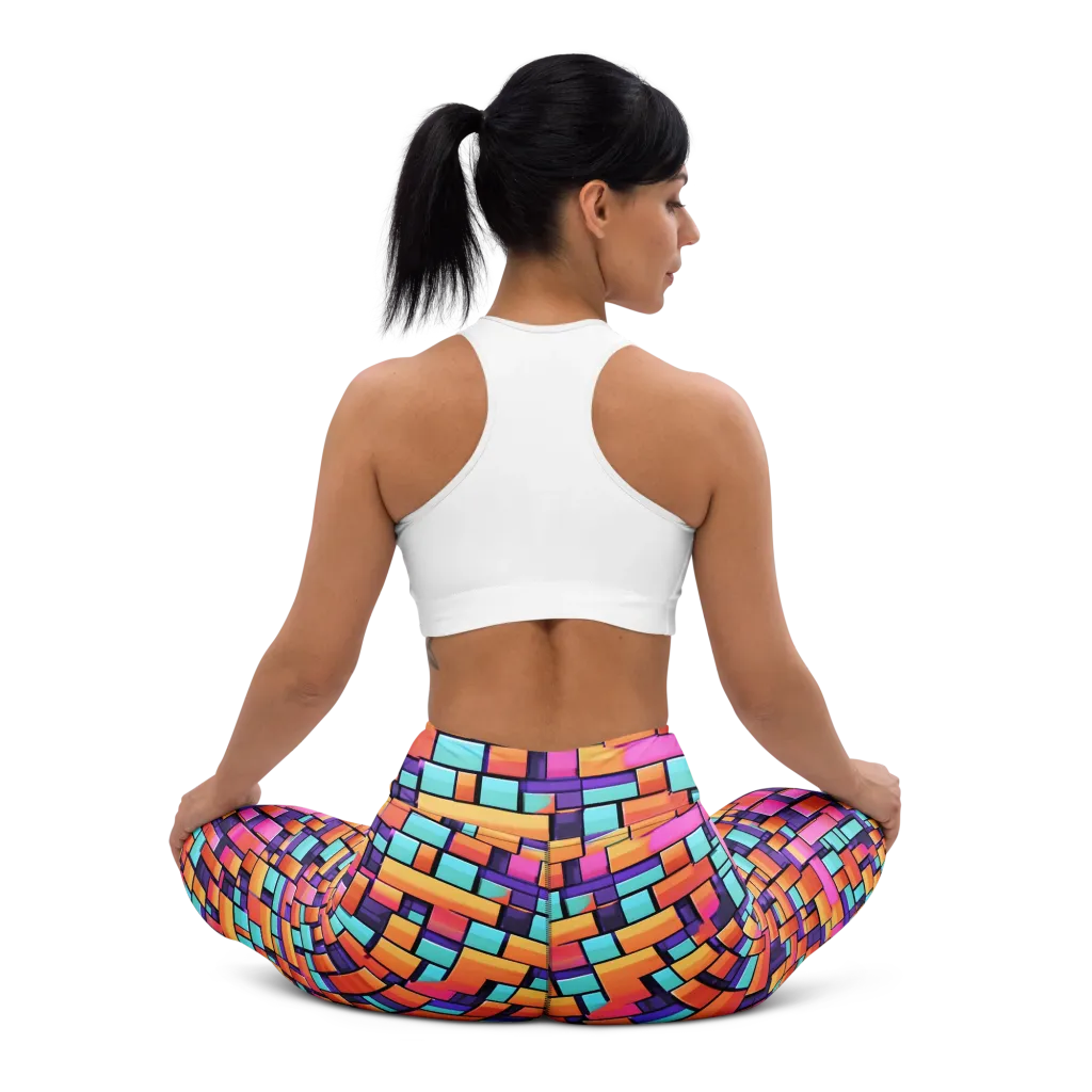 Neon Brickwork on Yoga Leggings — Back waist