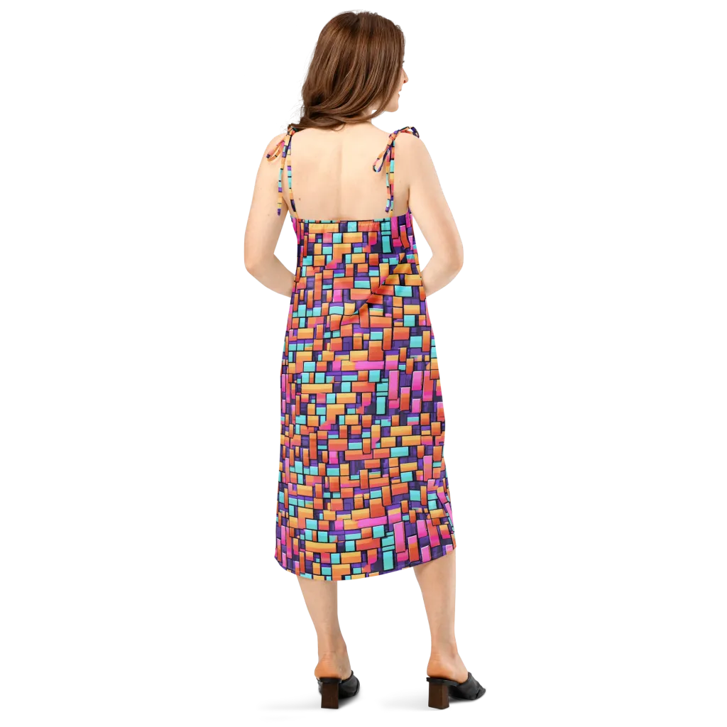 Neon Brickwork on Slip Dress — Back