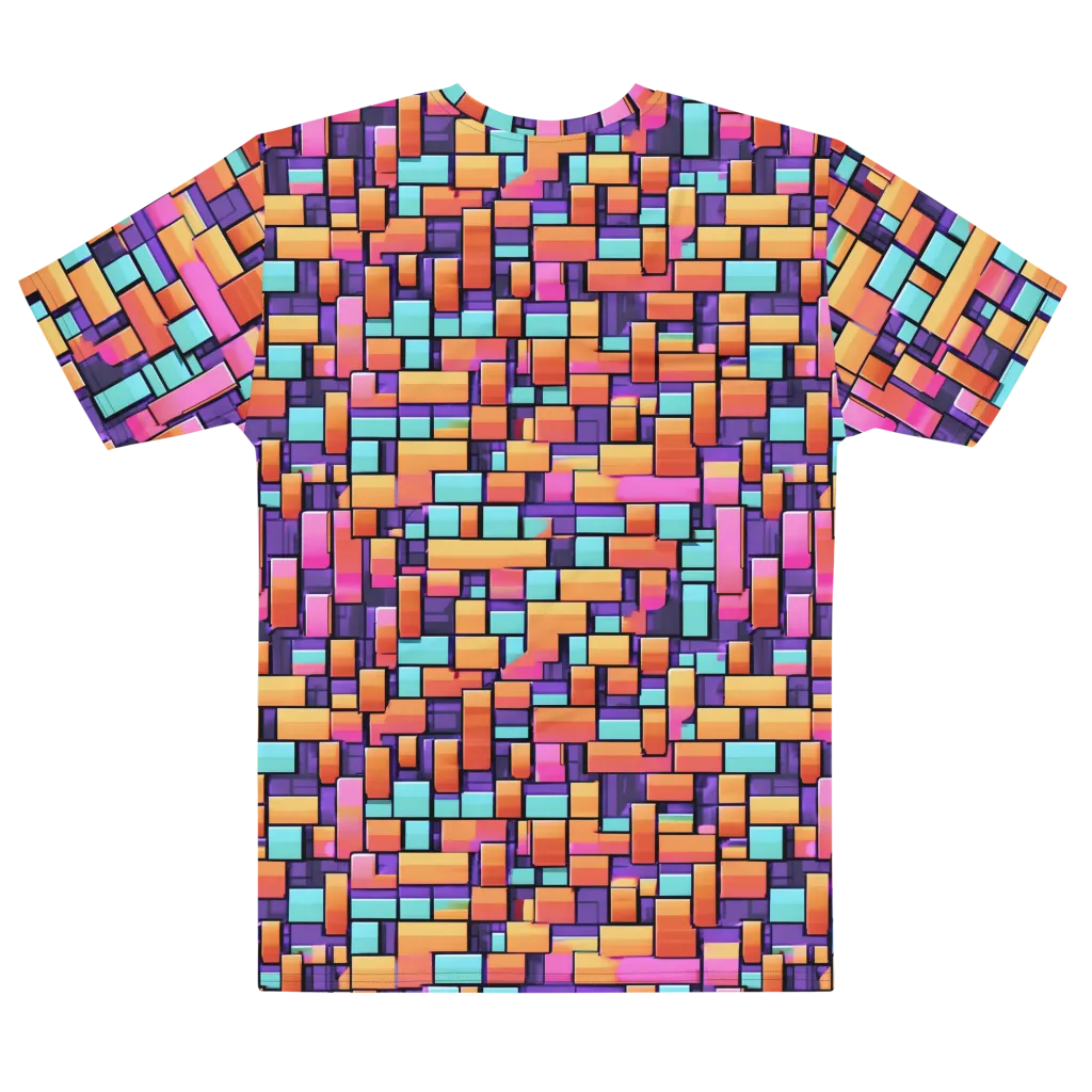 Neon Brickwork on Men's Cotton Crew Neck T-Shirt — Front print
