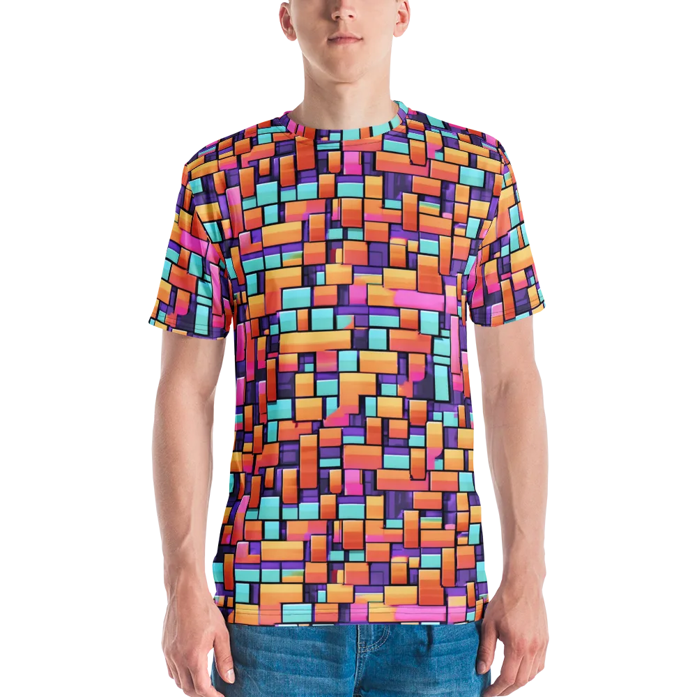 Neon Brickwork on Men's Crew Neck T-Shirt — Front