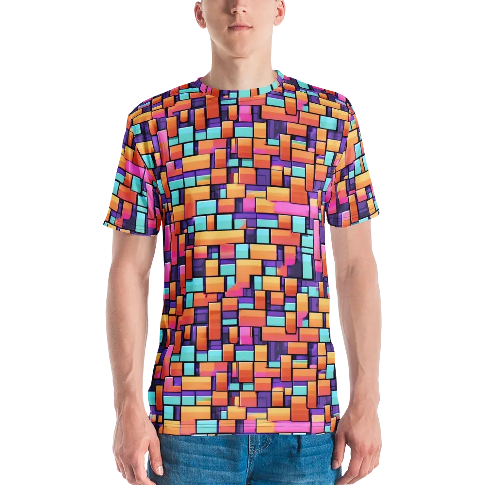 Neon Brickwork on Men's Crew Neck T-Shirt — Front