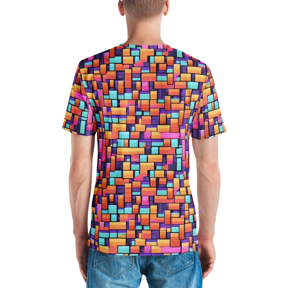 Neon Brickwork on Men's Crew Neck T-Shirt — Back