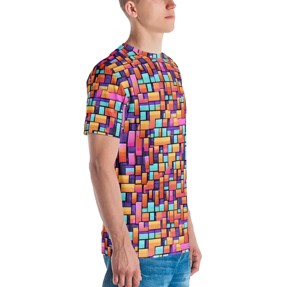 Neon Brickwork on Men's Crew Neck T-Shirt — Right