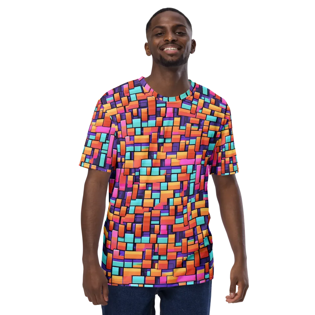 Neon Brickwork on Men's Crew Neck T-Shirt — Front print